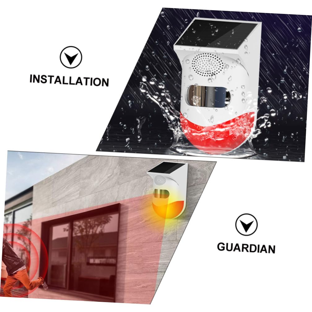 Allarme Infrarossi Solare da Esterno Rosso Forte Sirena | Ip67, Ricarica Solare Rapida, Avviso Sonoro e Luminoso, Rilevazione Notturna Intelligente