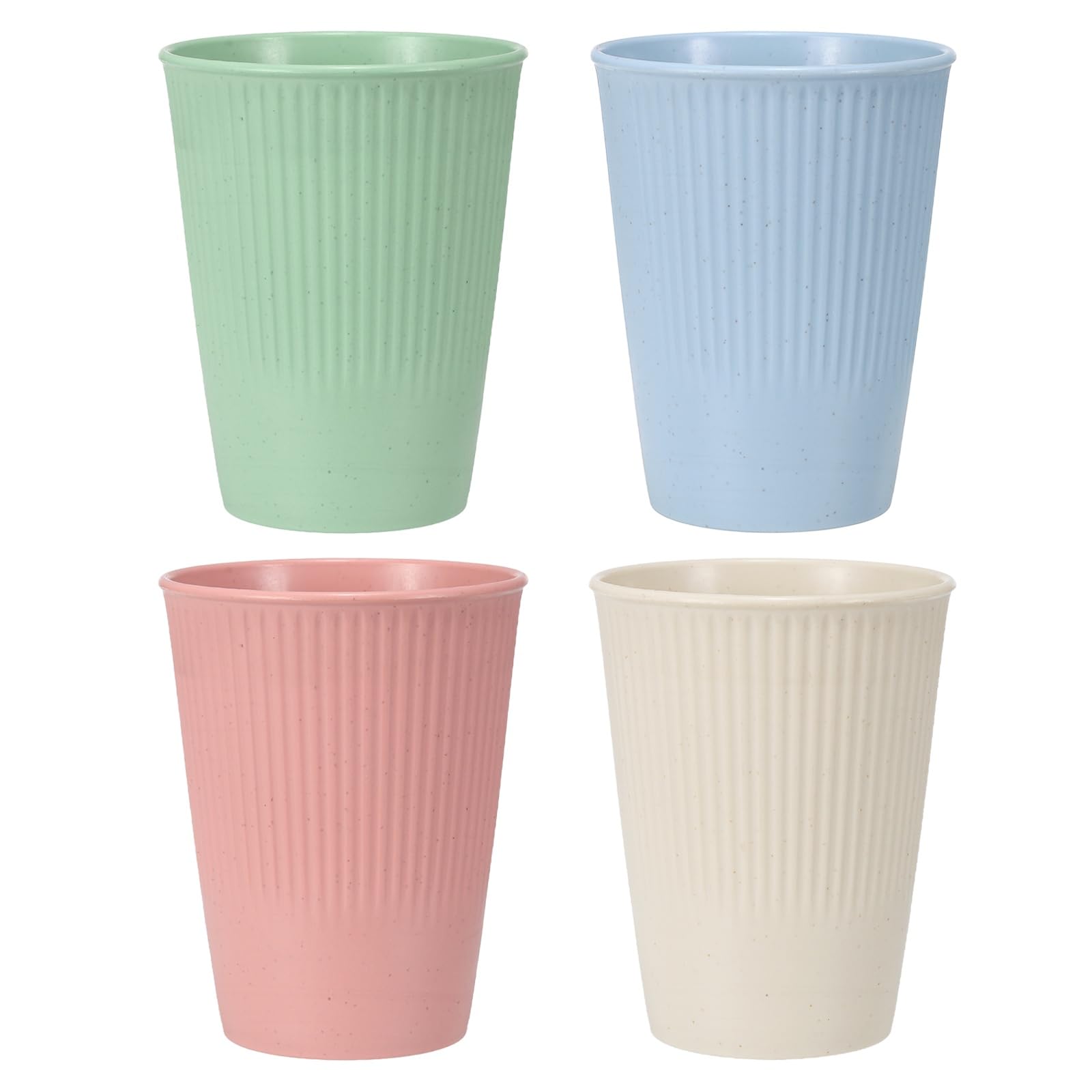 sourcing map 4 Pcs Simple Toothbrush Cup, 3.3 x 3.3 x 4.2" Dishwasher Safe Bathroom Tumbler Reusable Plastic Cup Set for Storing Toothpaste Combs, Light Green/Light Pink/Light Blue/Beige