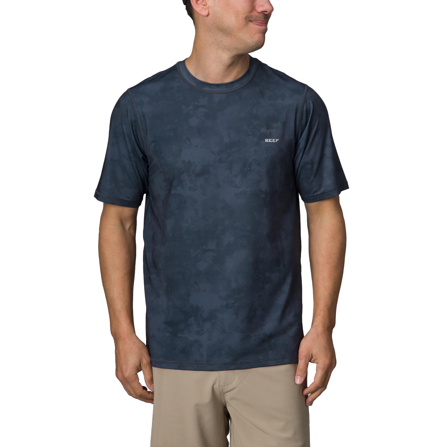 Rashguard Reef à manches courtes pour homme bleu noir t-shirt anti-UV surf