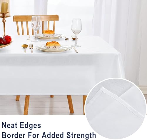 Miniatura 3 de Hiasan - Mantel rectangular de plástico blanco - 100  impermeable a prueba de derrames resistente a las manchas fácil de limpiar de vinilo