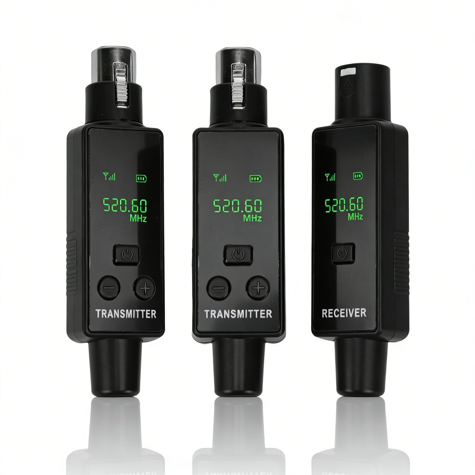 Wireless Microphone Transmitter Receiver 2.4Ghz, Wireless XLR Microphone System, Rechargeable Plug On Mic Adapter for Audio Mixer, Dynamic Mic, Sound Mixer, PA System, Camera (1 for 2)