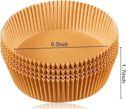 Miniatura 2 de 100 forros de papel para freidora de aire – Forro de papel desechable para freidora de aire de 6.3 pulgadas, forros desechables para freidora de