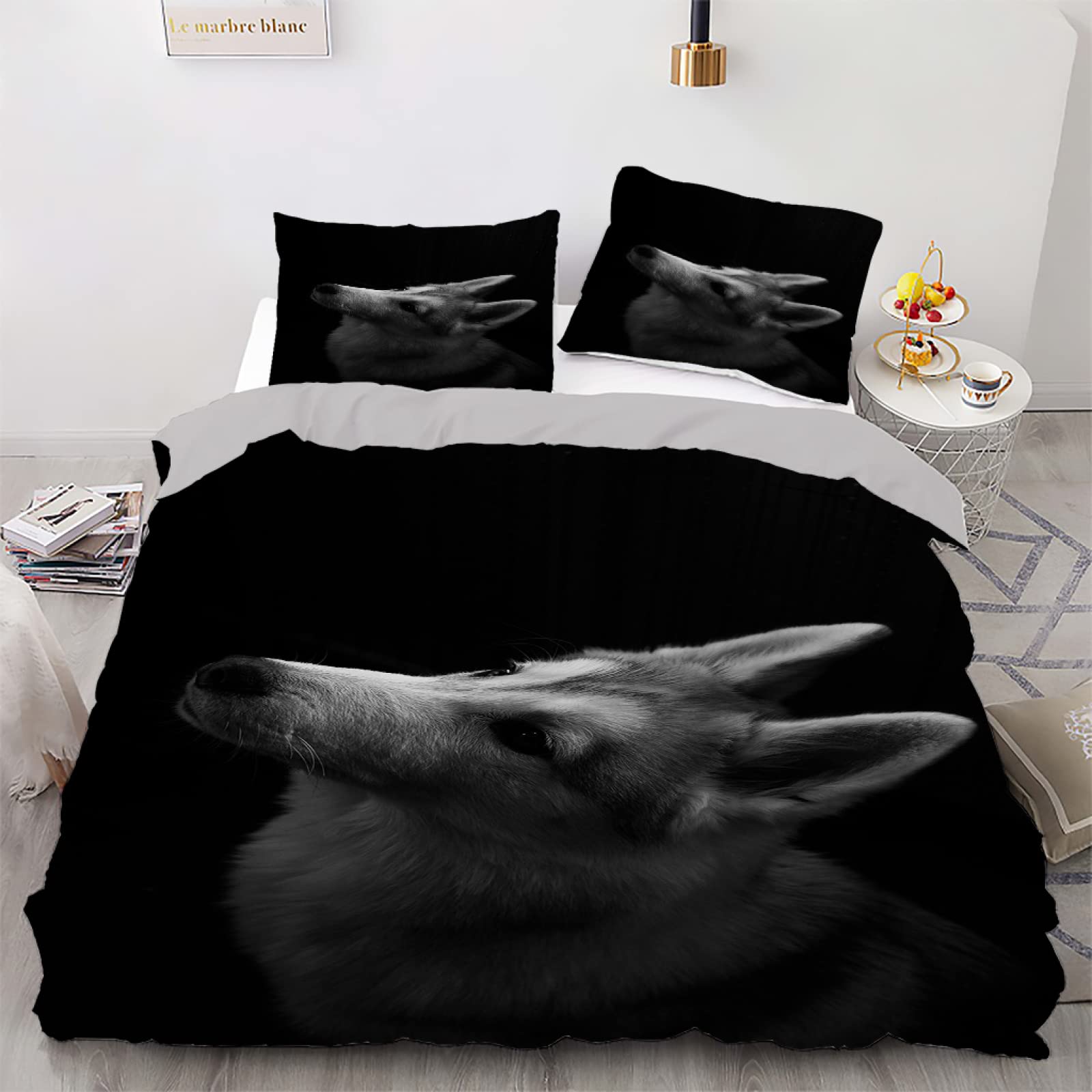 Housse de couette 160x200 animal noir pour chambre d'ados et jeunes branchés