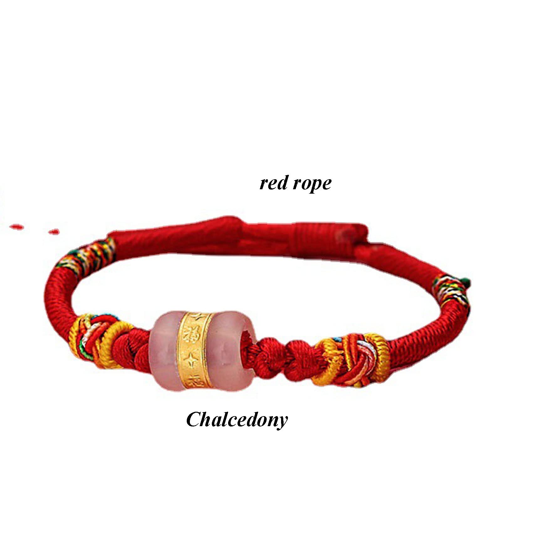 Pulsera de la Suerte, Pulsera Feng Shui, Amuleto, calcedonia, dijes Hilo Rojo, Cristal Chakra para Buena Fortuna, valentía y Riqueza.