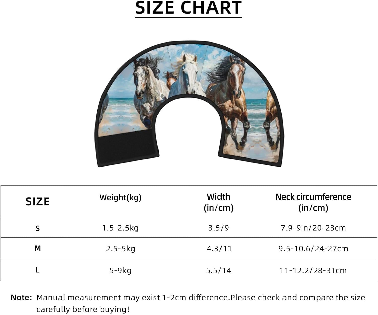 Horses Running Art Print Cat Cone Collar, Adjustable Elizabethan Collar, Soft Dog Recovery Collars, for Small Large Cats