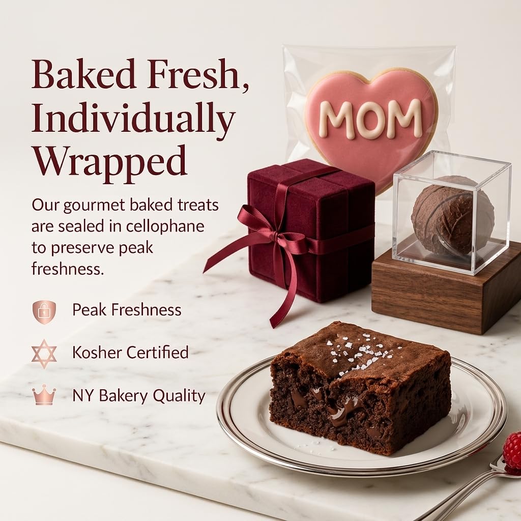 Dulcet Gift Baskets Grand Gourmet Mothers Day Two Tower Party Basket — Sugar Cookies & Fresh Baked Pastries, Gift for Mom from Dad, Son & Daughter - Personal Note Option Available