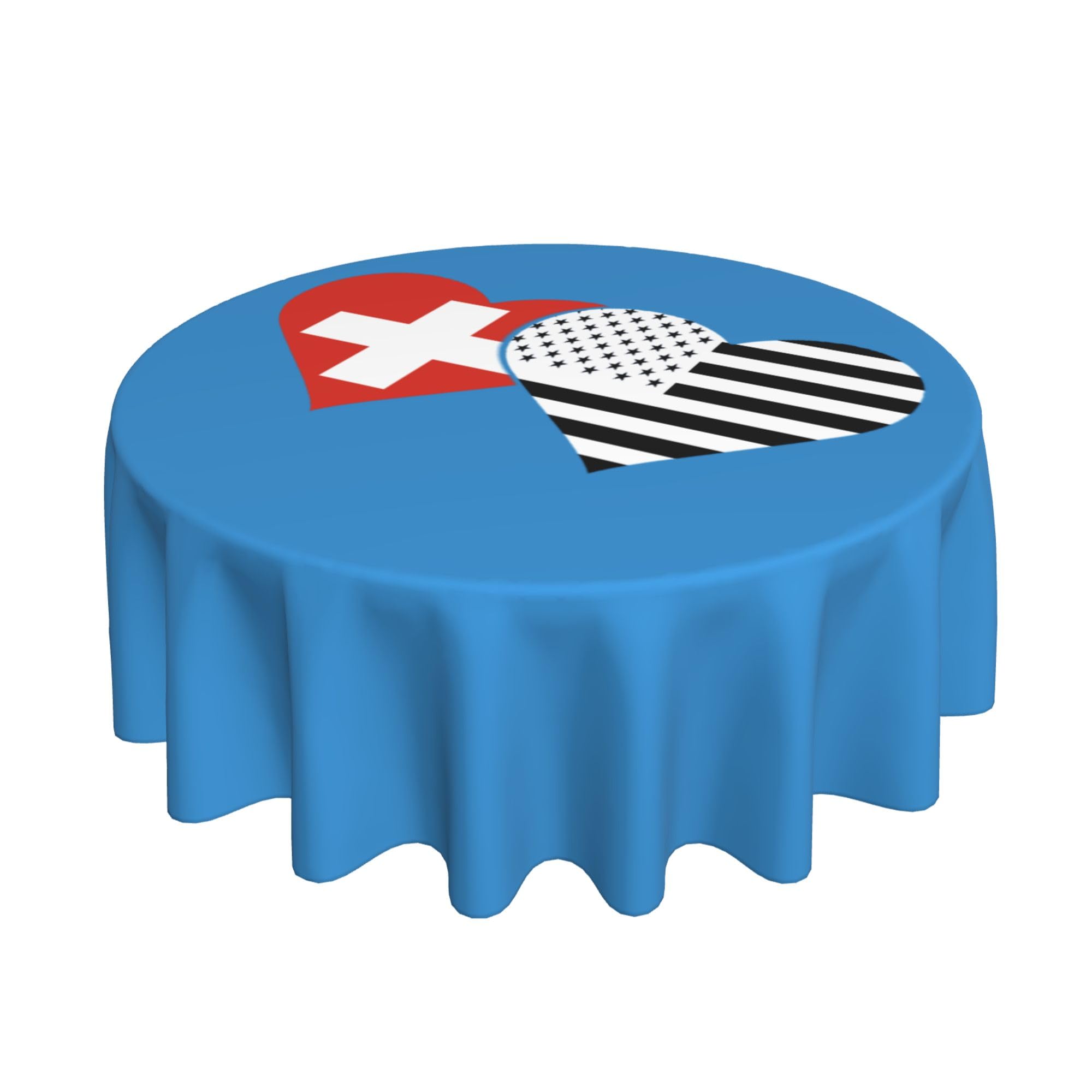 HLBSDM Swiss Flag and American Flag 60" Restaurant Circle Decor Tablecloth Festive Table Cover Round Art Desk Cloth
