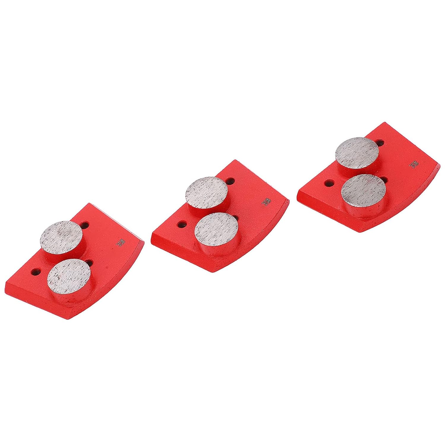3Pcs Grinding Pads, Red Trapezoid 2 Cylindrical Teeth 30 Grit for Concrete Polishing, with Material