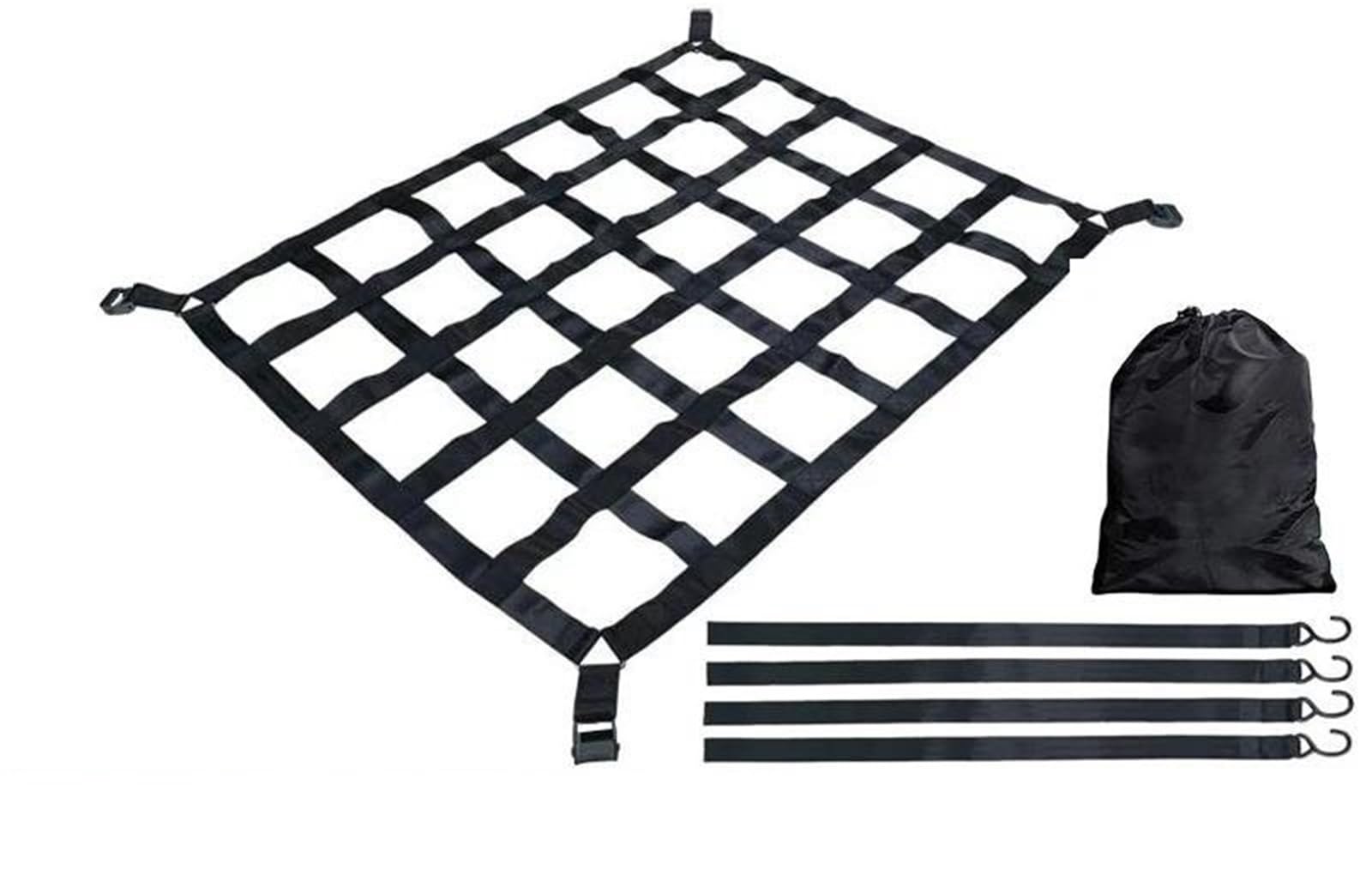 Redes de almacenaje para Coche Red Carga para Techo Maletero Red Carga Pesada Red Extensible para Remolque Camión Contenedor Basura Cubre Equipaje con 4 Cinturones Fijos Red Maletero Coche(L)