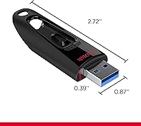 Vista 2 de SanDisk 1TB Ultra USB 3.0 Flash Drive - Up to 130MB/s Read speeds - Black - SDCZ48-1T00-G46