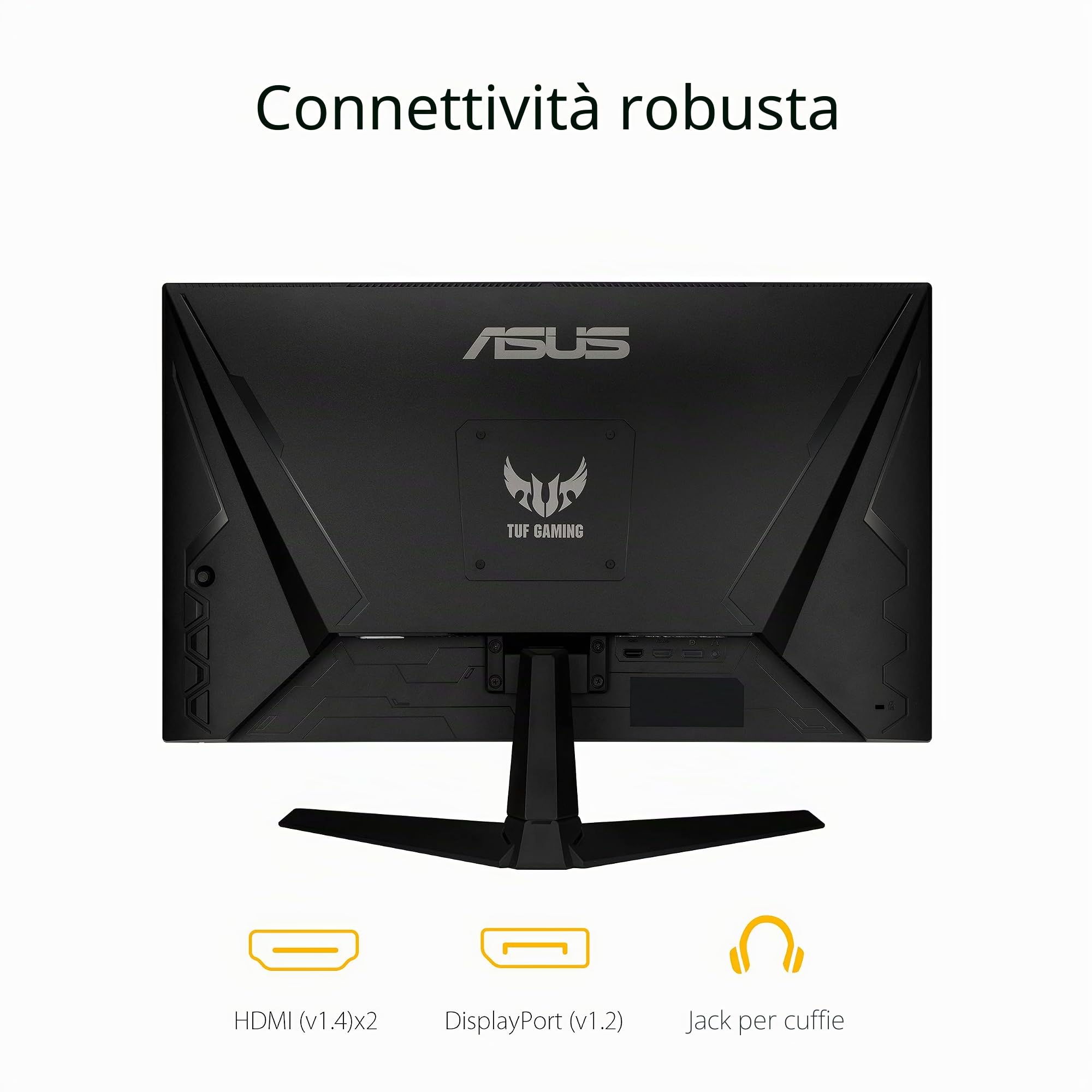 ASUS TUF Gaming VG277Q1A Monitor Gaming 27”, FullHD (1920x1080), 165Hz, Tempo di Risposta 1ms, Adaptive Sync, FreeSync Premium, Extreme Low Motion Blur, Regolabile, Nero