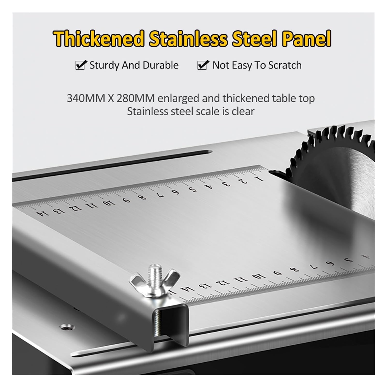 Mini Piła Stołowa 2500W 340 * 280mm Piła Stołowa Do Obróbki Drewna Blat Ze Stali Nierdzewnej Z Linijką Kątową I Regulowanym Podkładem Precyzyjne CięCie