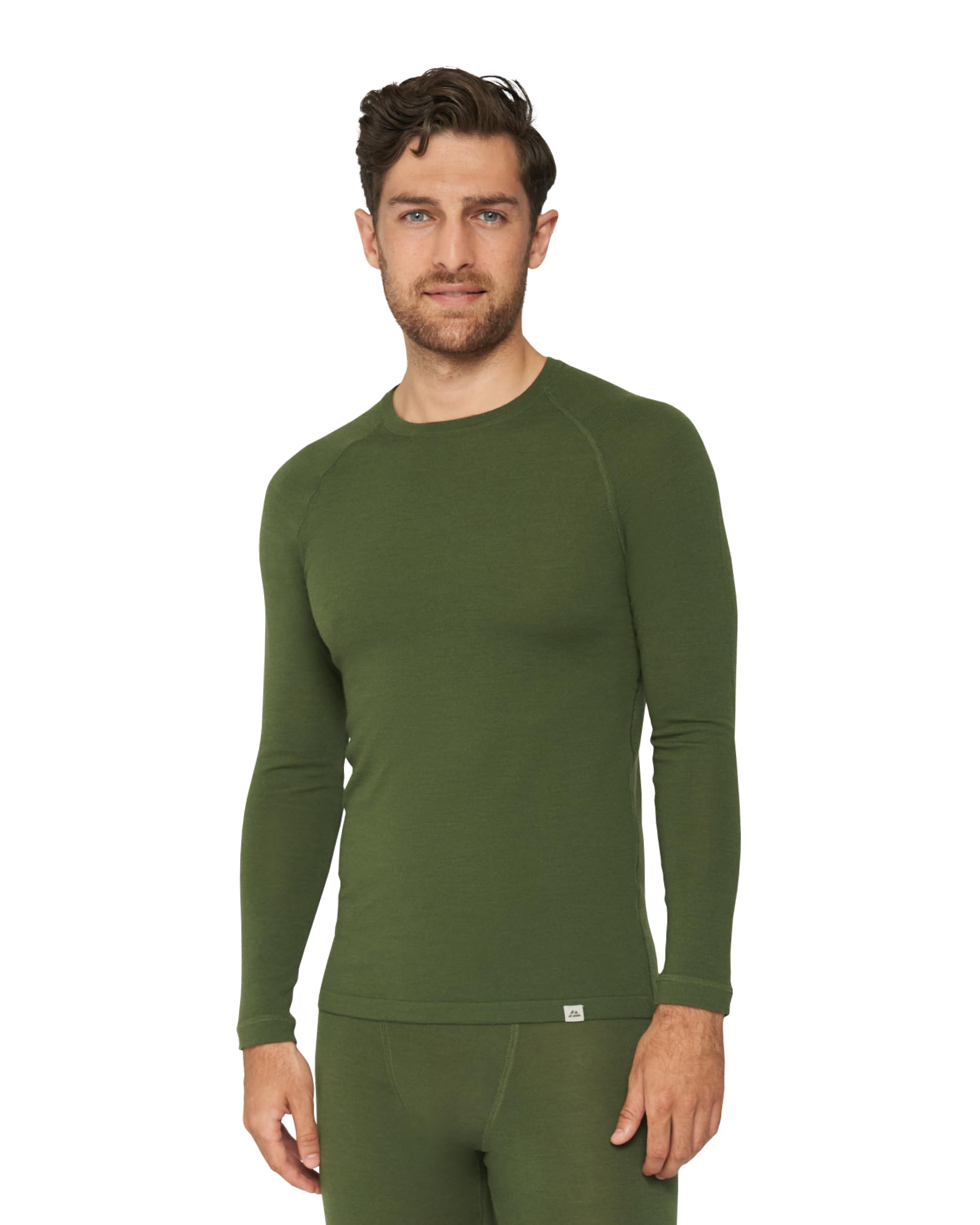 DANISH ENDURANCE Camiseta Térmica Lana Merino Hombre Verde 2XL | Camiseta Térmica de Lana Merino 180g/m², Cálida y Transpirable con Ajuste Ergonómico, para Senderismo, Esquí y Uso en Casa