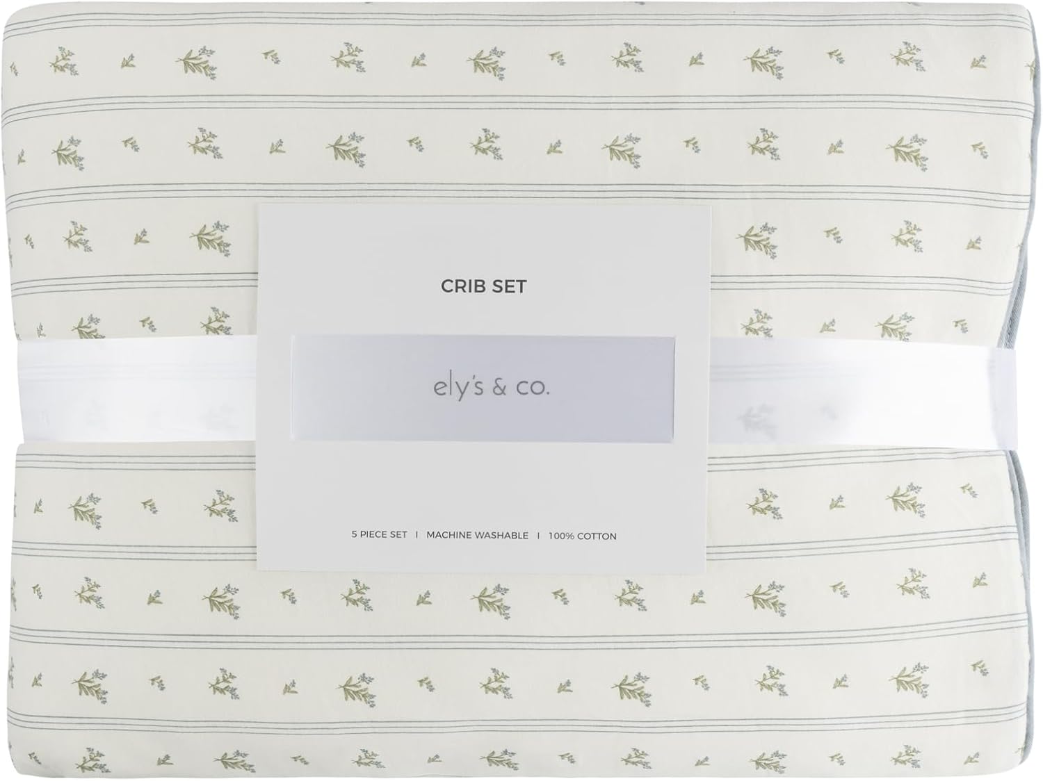 Ely's & Co. Crib Bedding Set for Boys, Toddler Bedding Set, 5 Piece Set Includes - 2 Fitted Crib Sheets/Toddler Bed Sheets, Quilted Comforter and Decorative Pillow, Blue Linear Berry Collection