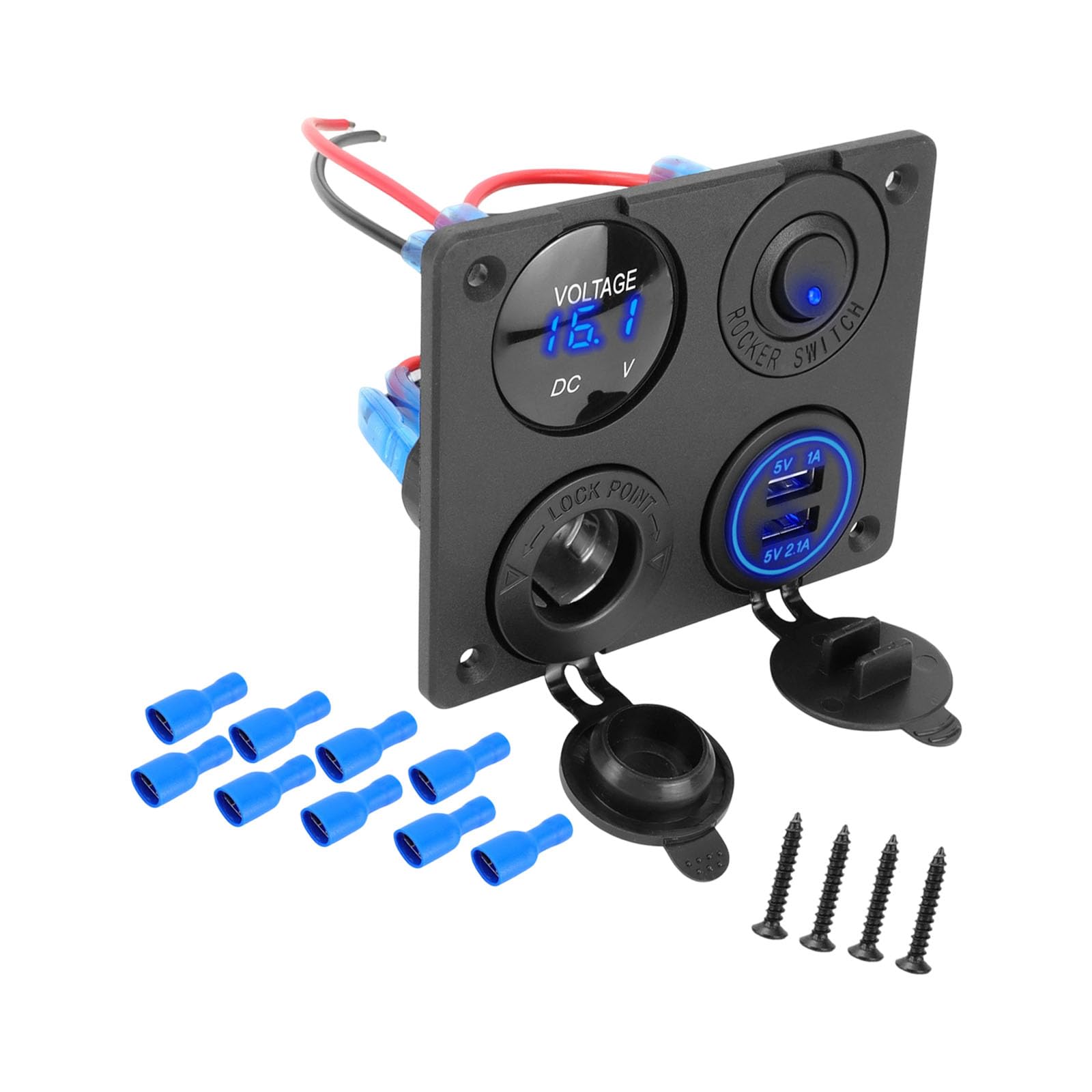 ordinarYone Automotive Power Outlet With Meter And Waterproof Toggle For Vehicles And Motorcycles