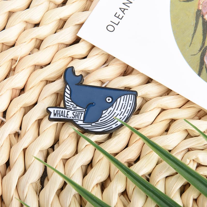 Image of Whale Enamel Pin for Backpack Hat Decorations for Bag Clothes Accessories for Women Men Funny Gifts for Friends Coworkers Novelty Birthday Gifts for Son Daughter Metal Brooch Pins Cute Whale Decor