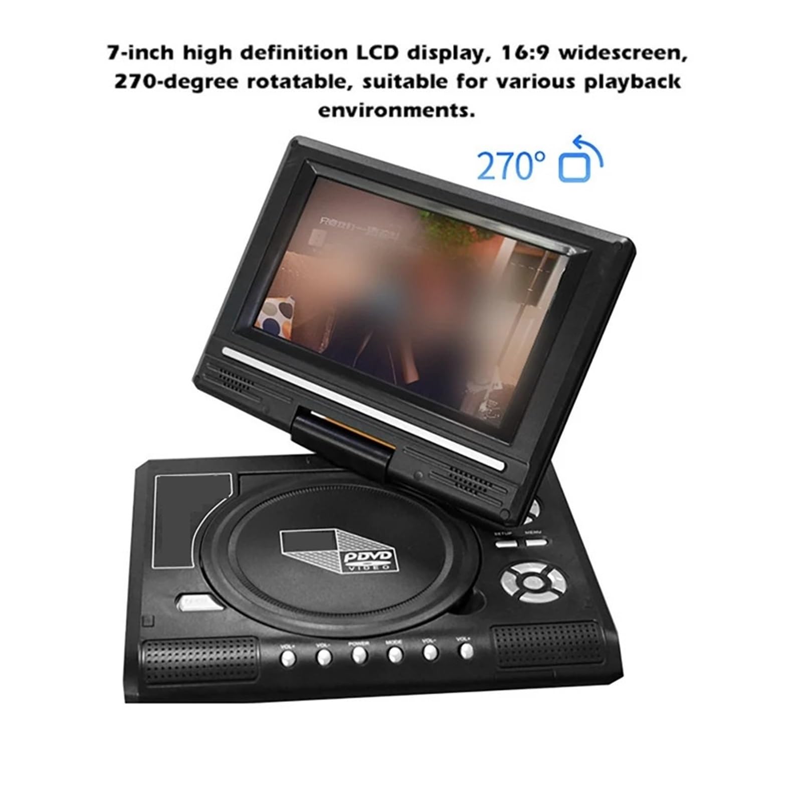 Lettore Dvd Lettore Dvd Portatile for Auto da Casa da 7,8/9,8 Pollici VCD CD Gioco Lettore TV Adattatore Radio USB Supporto for La Ricezione della Radio FM(7.8 inch)