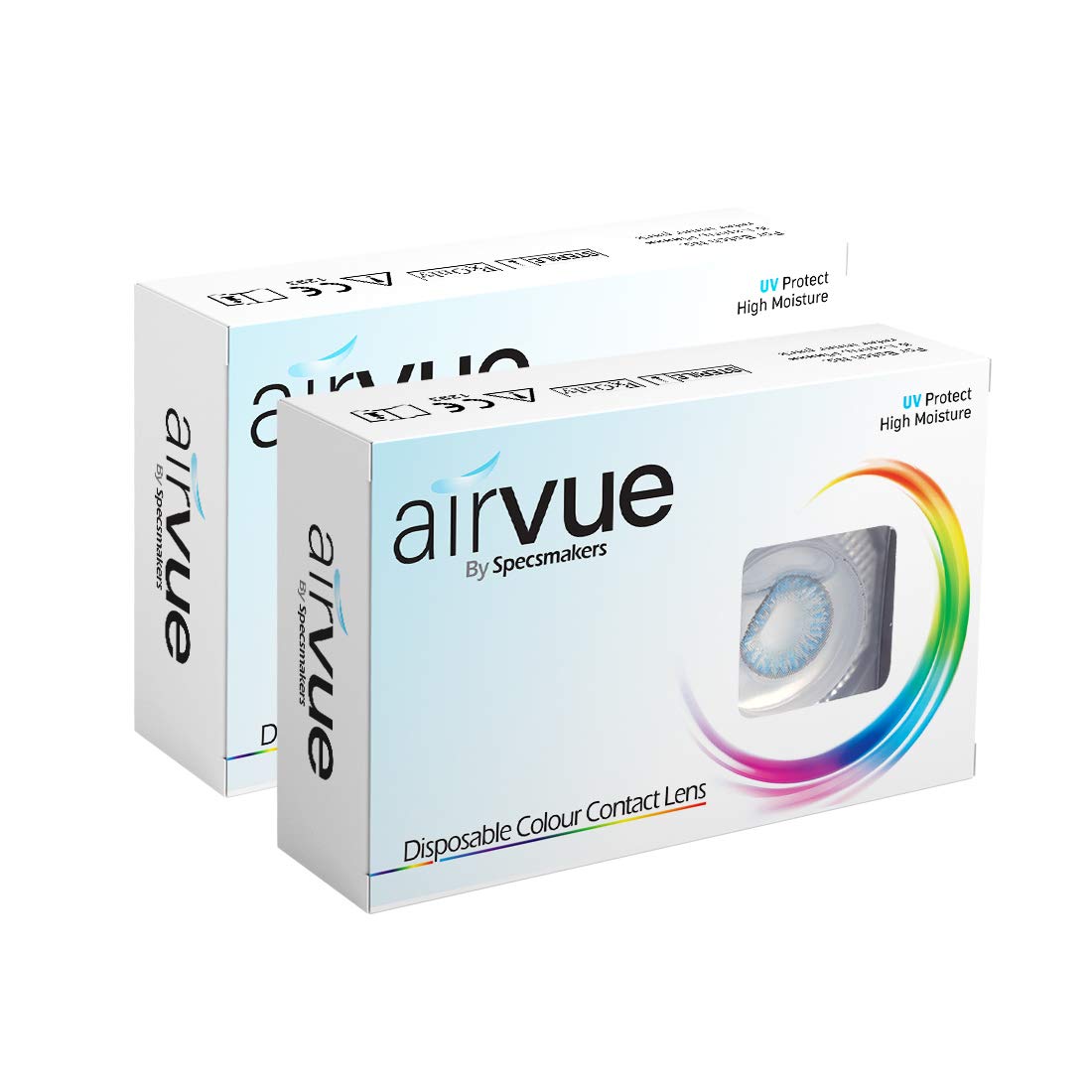 Specsmakers Airvue Blue Color Contact Lenses - Monthly Disposable (Zero power) - (1 lens/box, Pack of 2 boxes)