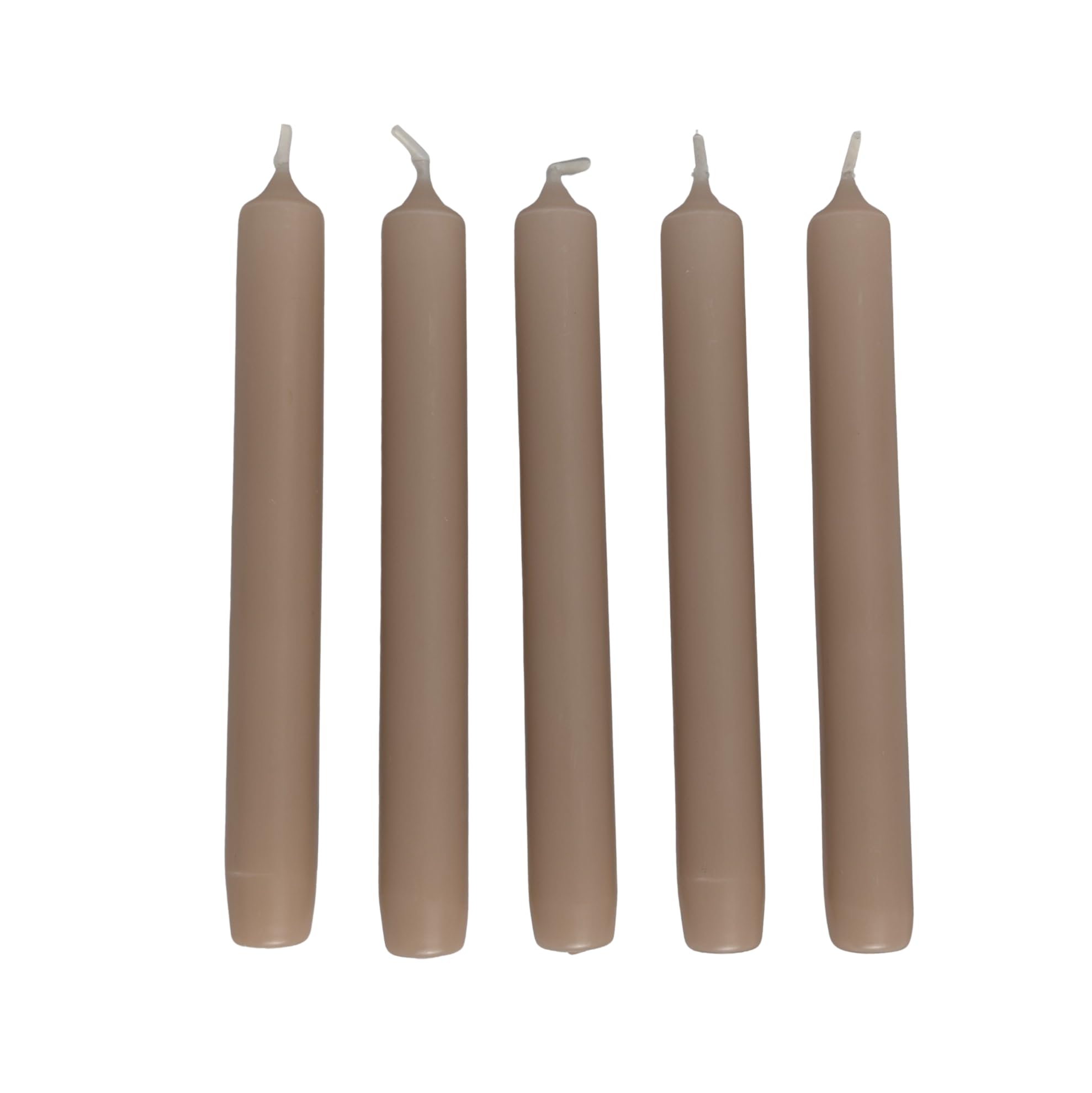 Solid Colour Dinner Candles, Pack of 5 Handmade Candles 20cm x 2cm Rustic Look Bistro Style Taper Candles (Sand)