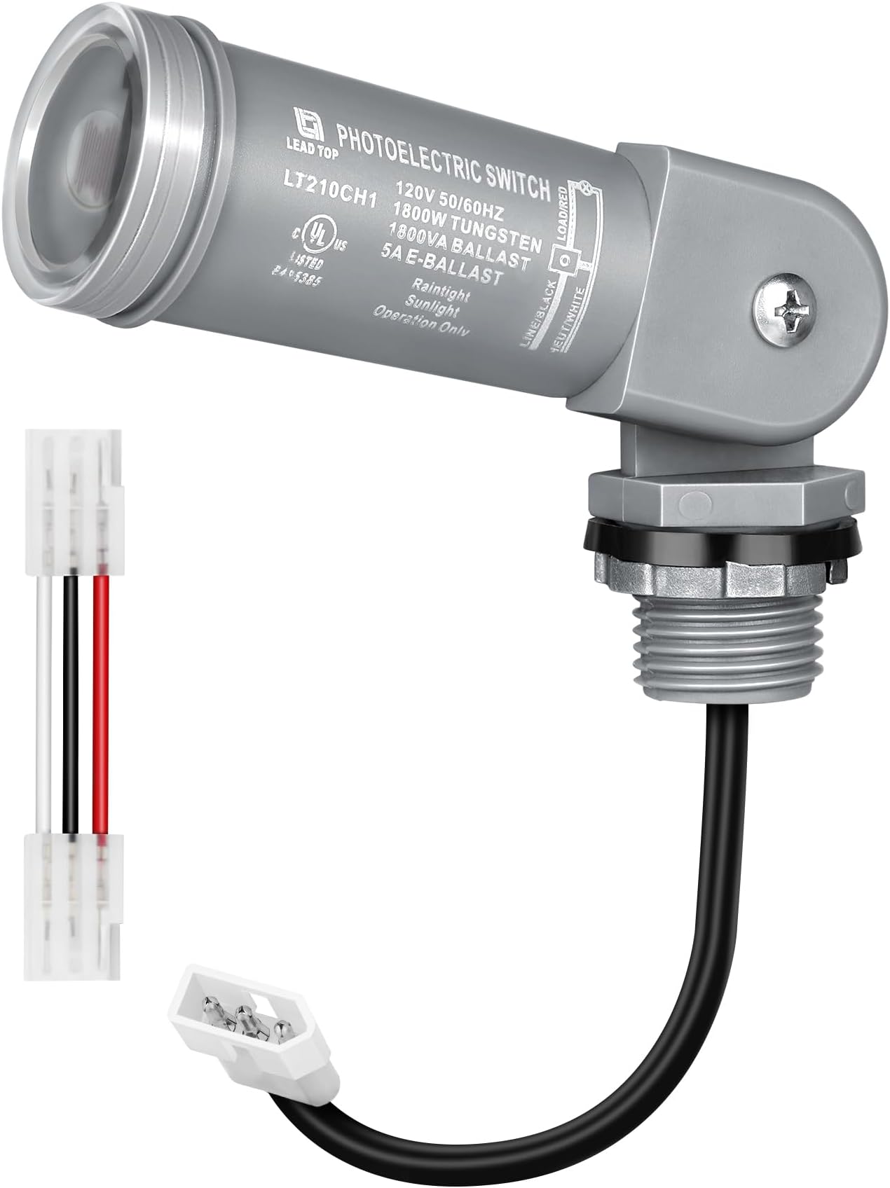 DEWENWILS 120VAC Dusk to Dawn Sensor, Light Sensor Switch, Swivel Mount, Photocell Light Control for Outdoor Low Voltage Transformer, 3 Pin Male to Male Connector Included, UL Listed