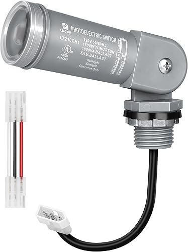 DEWENWILS Sensor de atardecer a amanecer de 120 VCA, interruptor de sensor de luz, montaje giratorio, control de luz de fotocélula para