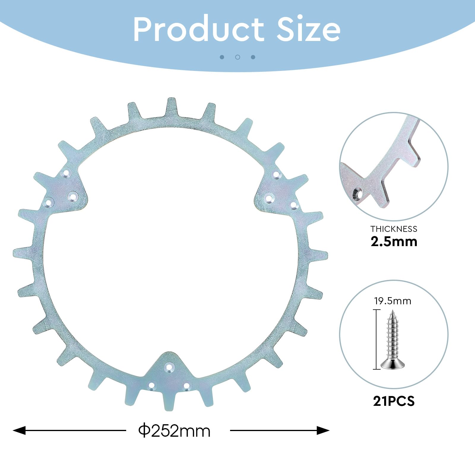 SWAWIS Pinchos para Robot Cortacésped Acero Inoxidable Desbarbado Ø 252mm con 21 Tornillos Compatible con Hus/qvarna Automower330/440/420/435XAWD/430X/435X Mejora de Tracción para Robots Cortacéspedes