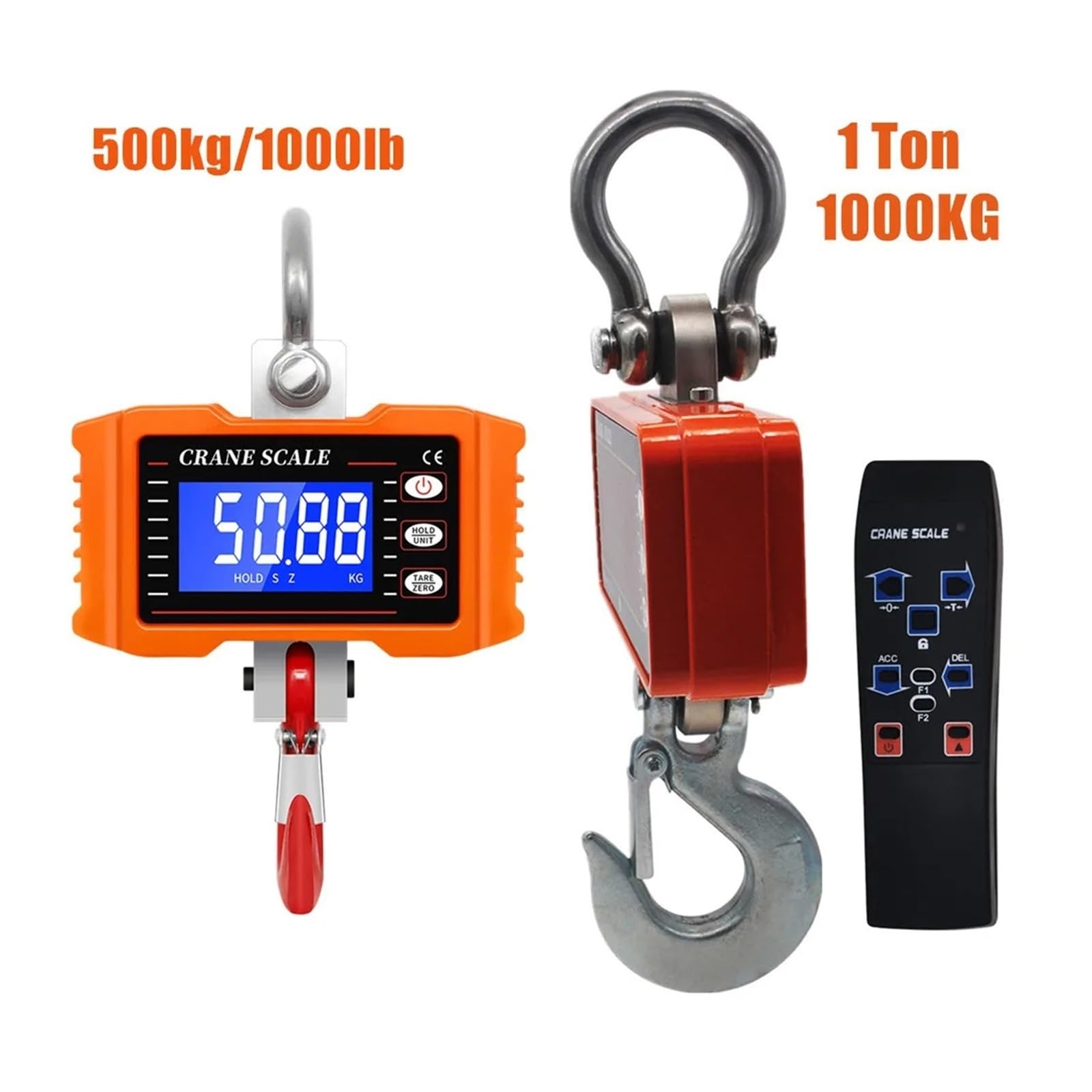 Escala colgante, 1000kg1T2000lb Báscula digital colgante para grúa | Incluye sensor de precisión y pantalla digital legible para almacenes, talleres y pesaje industrial.