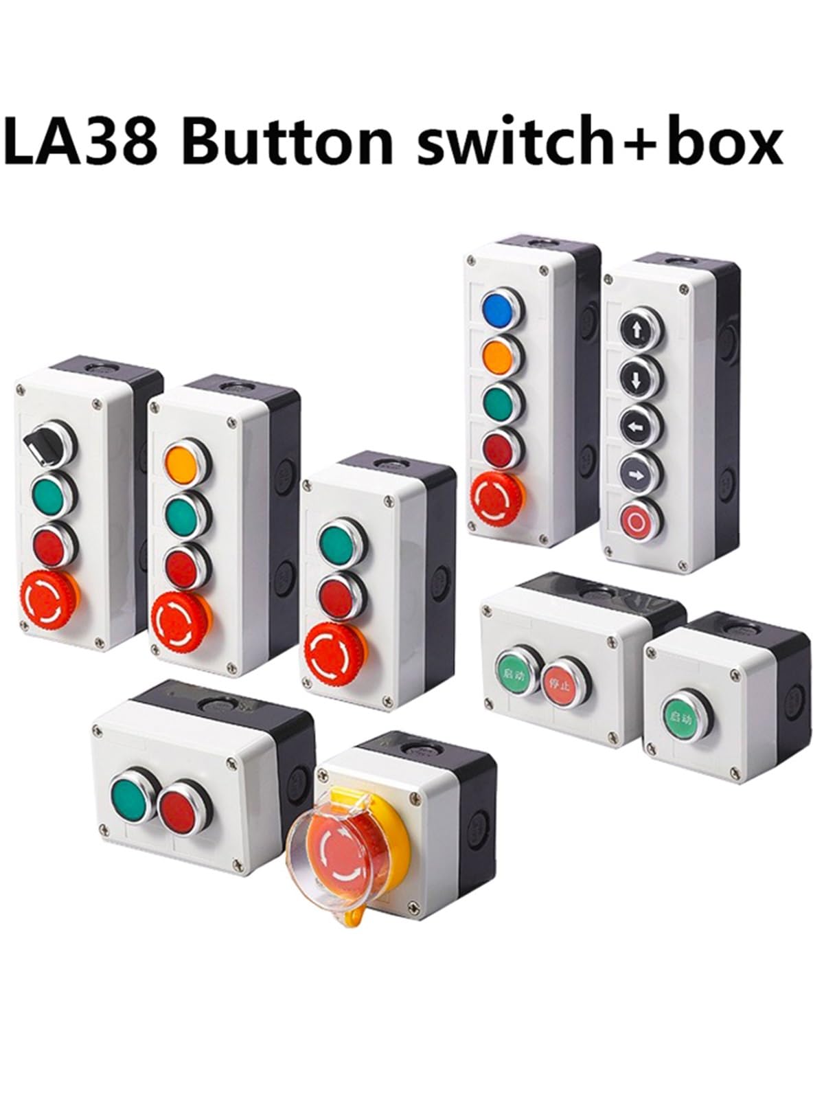 Knopfschalter-Steuerbox aus Kunststoff, selbststartender Knopf, wasserdichte Box, elektrischer industrieller Not-Aus-Schalter (Farbe: 4-Loch-03)