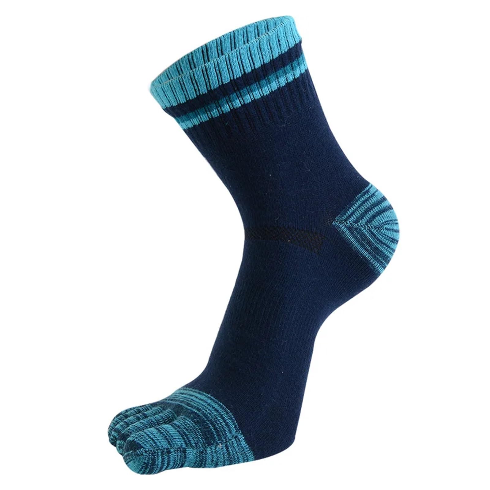 ITRHJTGP Finger Socks 3pairs Men's Five Finger Socks Cotton Patchwork Striped Breathable Sweat-absorbing Business Casual With Toes for Fitness(Deep Blue)