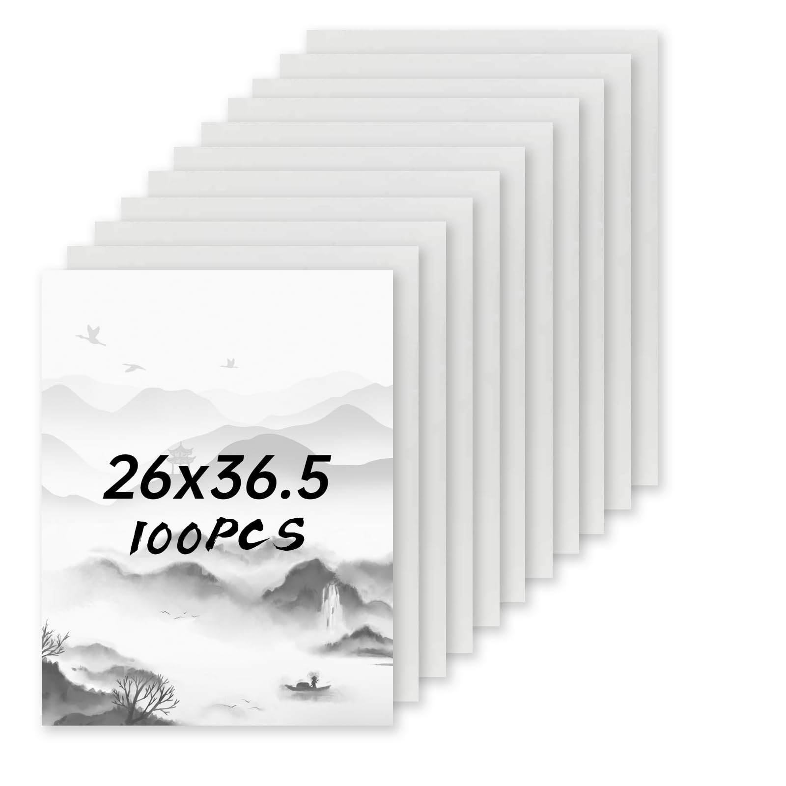 100 PCS Xuan Paper, 36 * 26 cm Sumi Paper Chinese Calligraphy Papers White Chinese Ink Painting Washi Papers for School Office Brush Writing Drawing Supplies