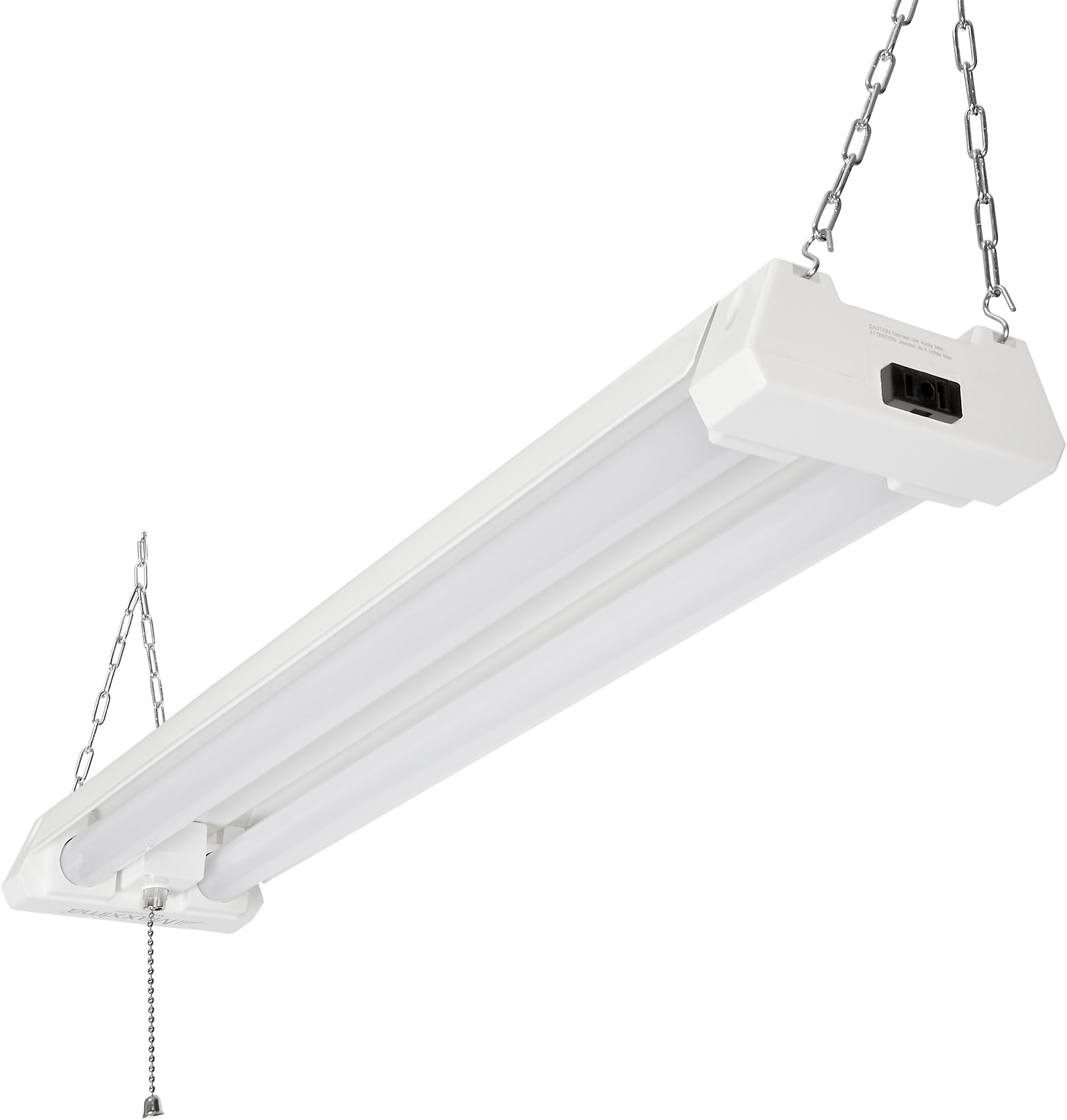 2 ft. Utility LED Shop Light Fixture - 20 Watt, Linkable, Frosted Lens 5000K Daylight, 2000 Lumens, Plug in, Pull Chain, Ideal for Garage and Workshop Lighting, Hardware Included
