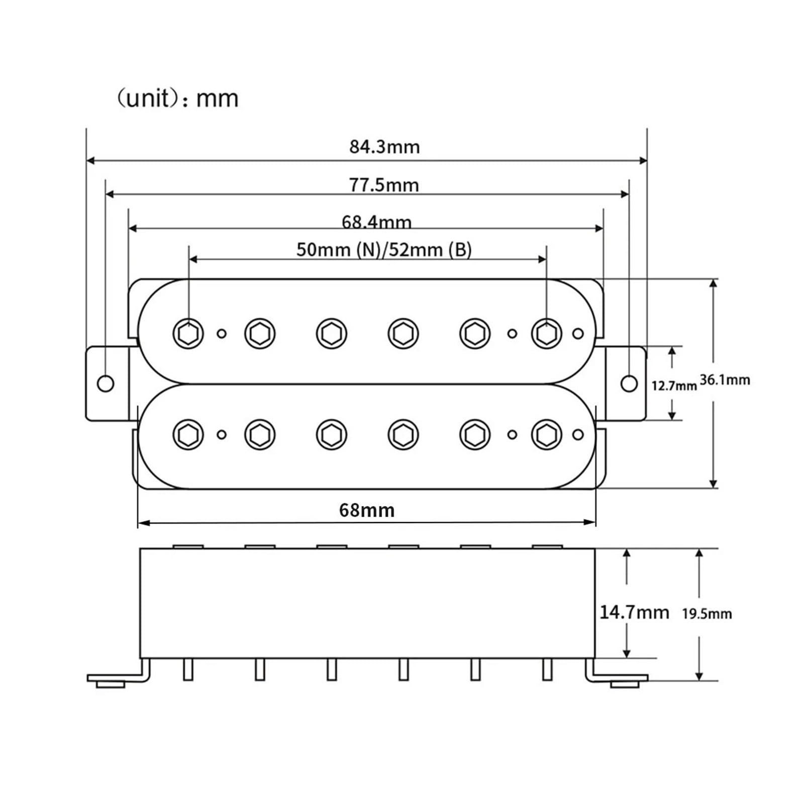 Alnico 5 Professionelles Hals Und Steg Tonabnehmer Set Für E Gitarre Schwarz/Weiß(Wh 7K and 8K)