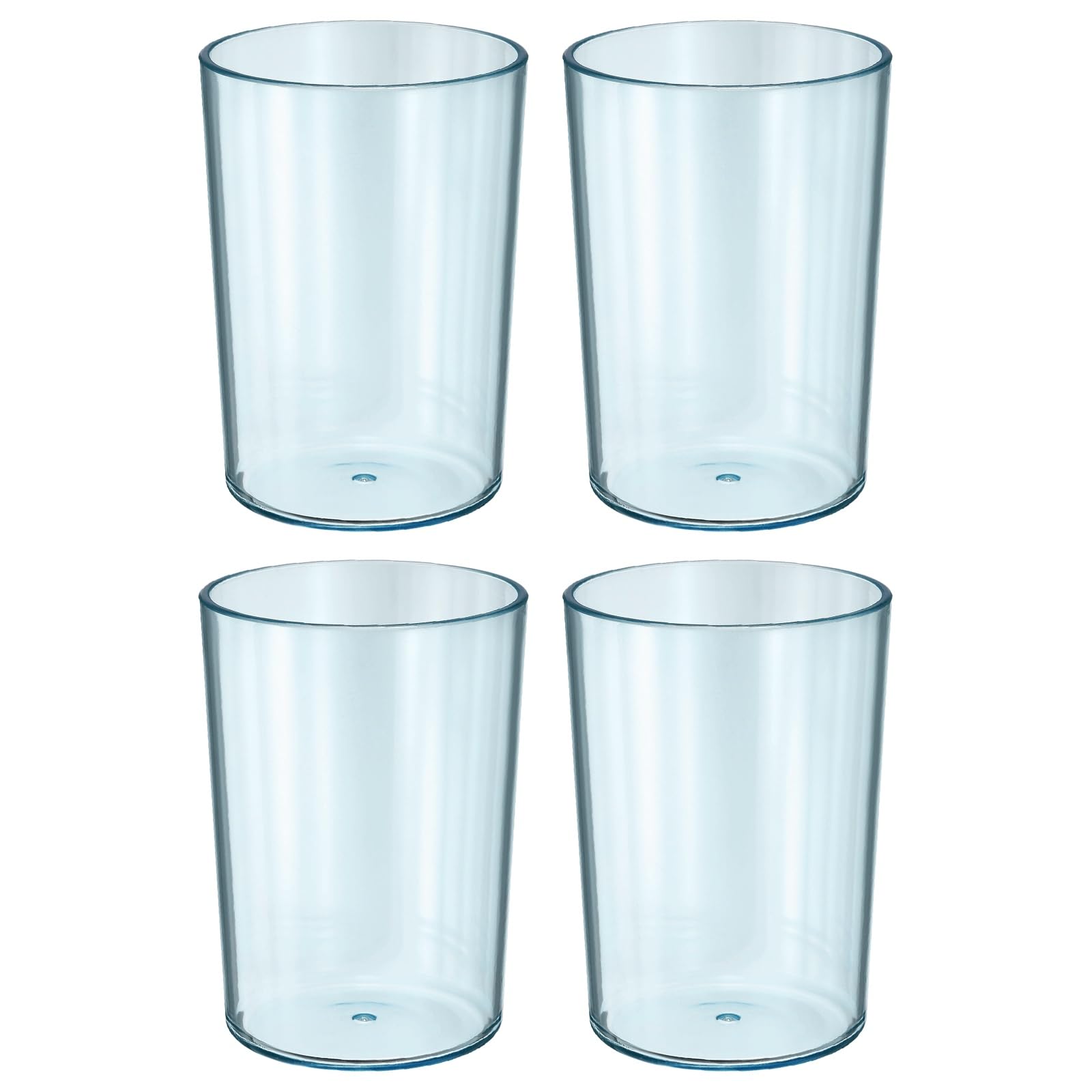 sourcing map 4Pcs Bathroom Tumbler, 350ml (11.83 Oz) Toothbrush Cups Unbreakable Solid Color Plastic Mouthwash Cup Stackable Reusable Tumbler for Home Travel Daily Drinking Brushing, Blue