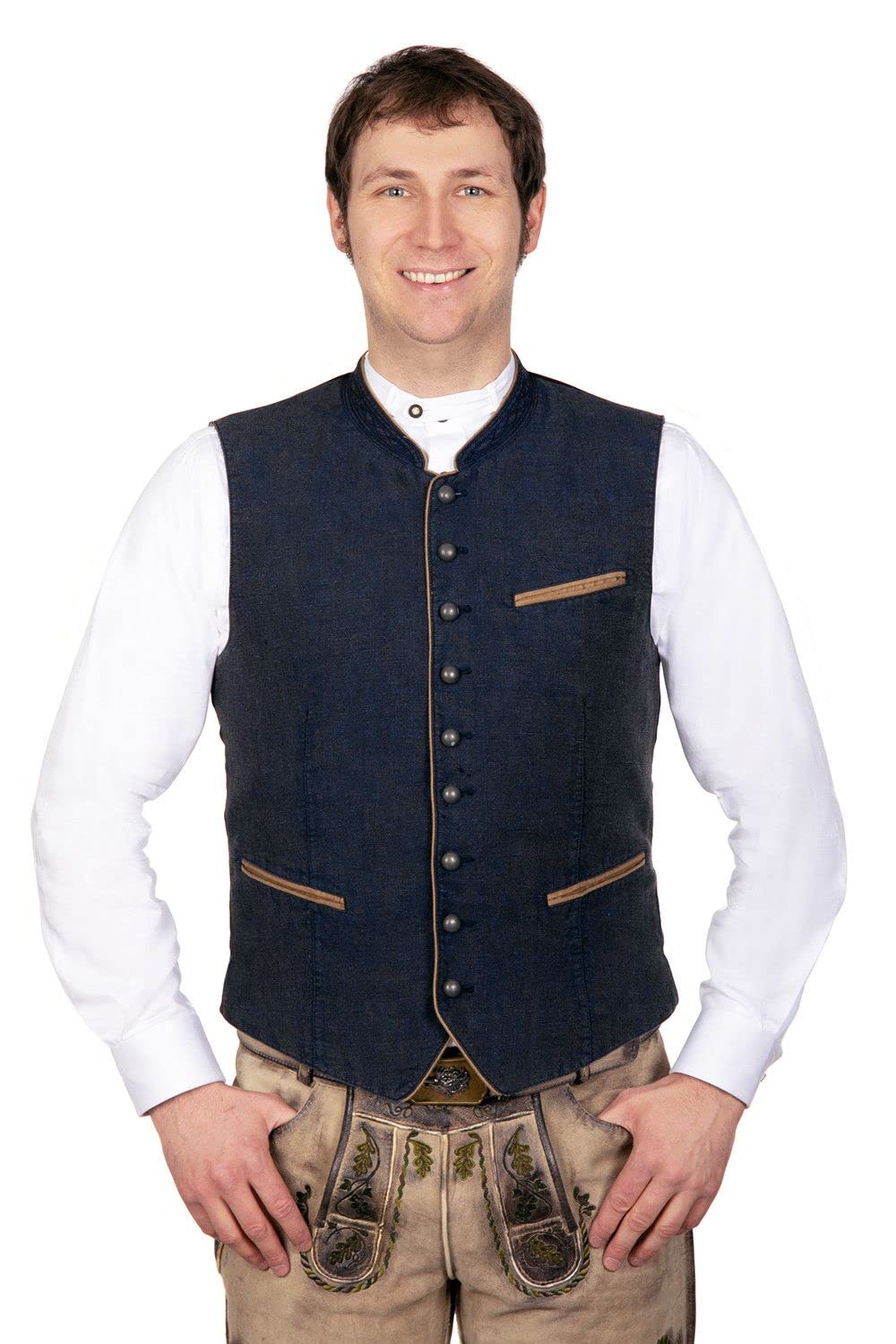 Elegante gilet in lino blu scuro, verde oliva o rosso, taglia 46-64