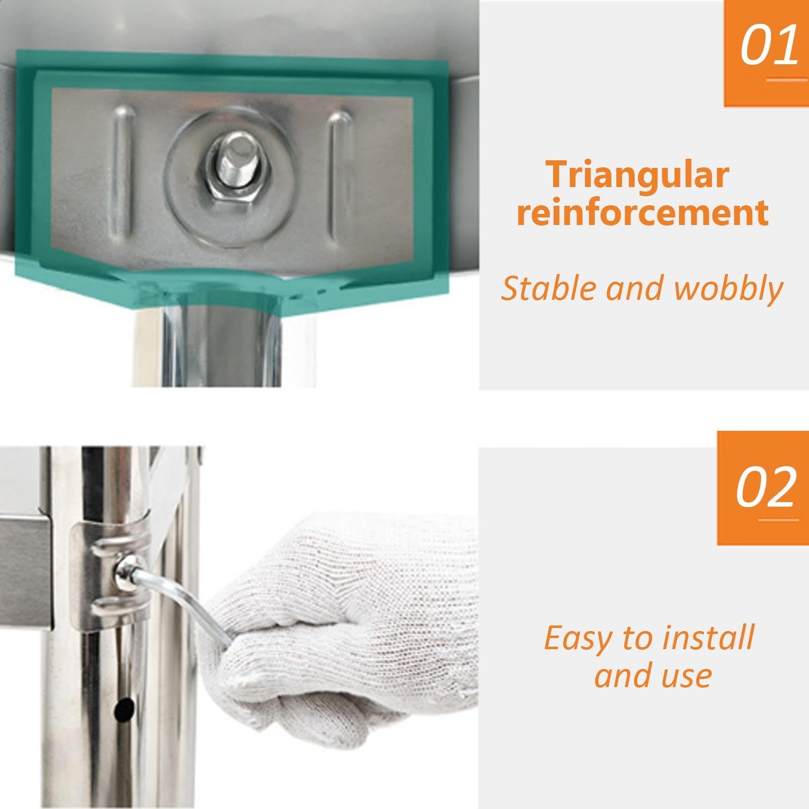 Tavolo Acciaio Inox 201, Piano di Lavoro Cucina, Tavolo Lavoro