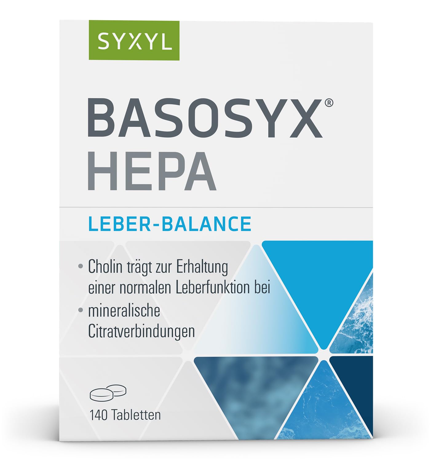 SYXYL Basosyx Hepa Tabletten/Nahrungsergänzungsmittel mit Cholin zur Erhaltung einer normalen Leberfunktion & Zink für den Säure-Basen-Haushalt / 140 Tabletten im Blister