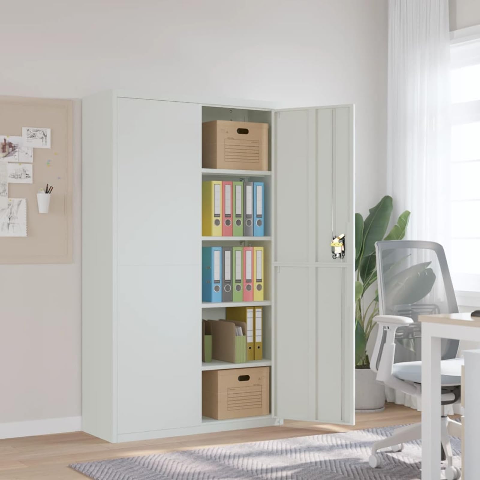 LAPOOH Armadio Classificatore Grigio Chiaro 105x40x180 cm in Acciaio,Armadi Archivio,Armadio Classificatore,Armadi da Ufficio,Schedario da Ufficio -339769