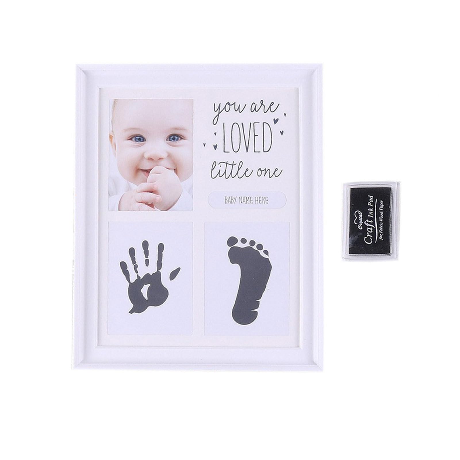 Foloda White Baby Keepsake Picture Frame Newborn Footprint Handprint Photo Frame Baby Shower Keepsake Frame Gender Neutral Desk Decor