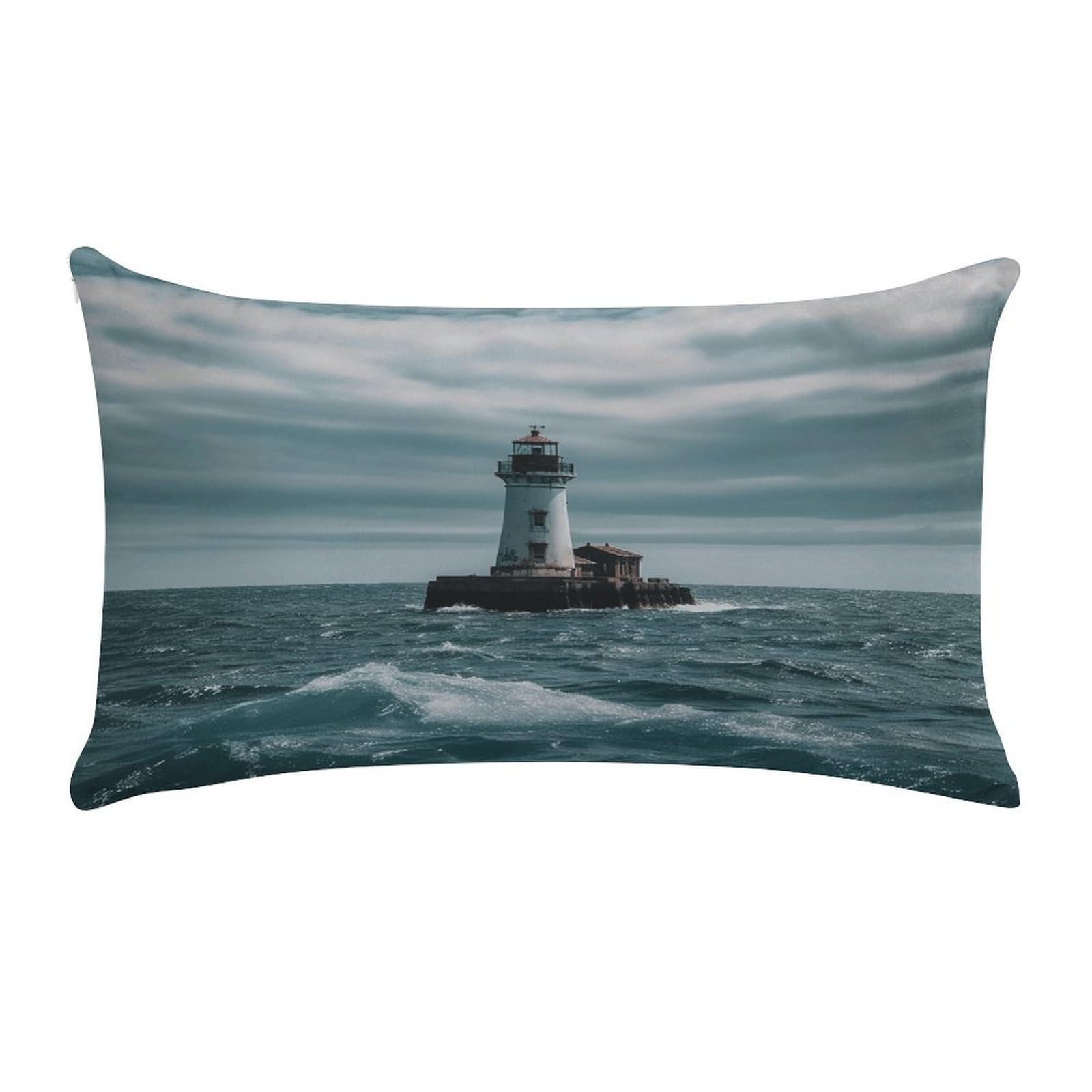 VstaDank Lighthouse Ocean Throw Pillow Cover Rectangular Lumbar Throw Pillow Case Soft Farmhouse Accent Decorative Cushion Cases Short Plush Pillowcase with Zipper 12 X 20 Inch