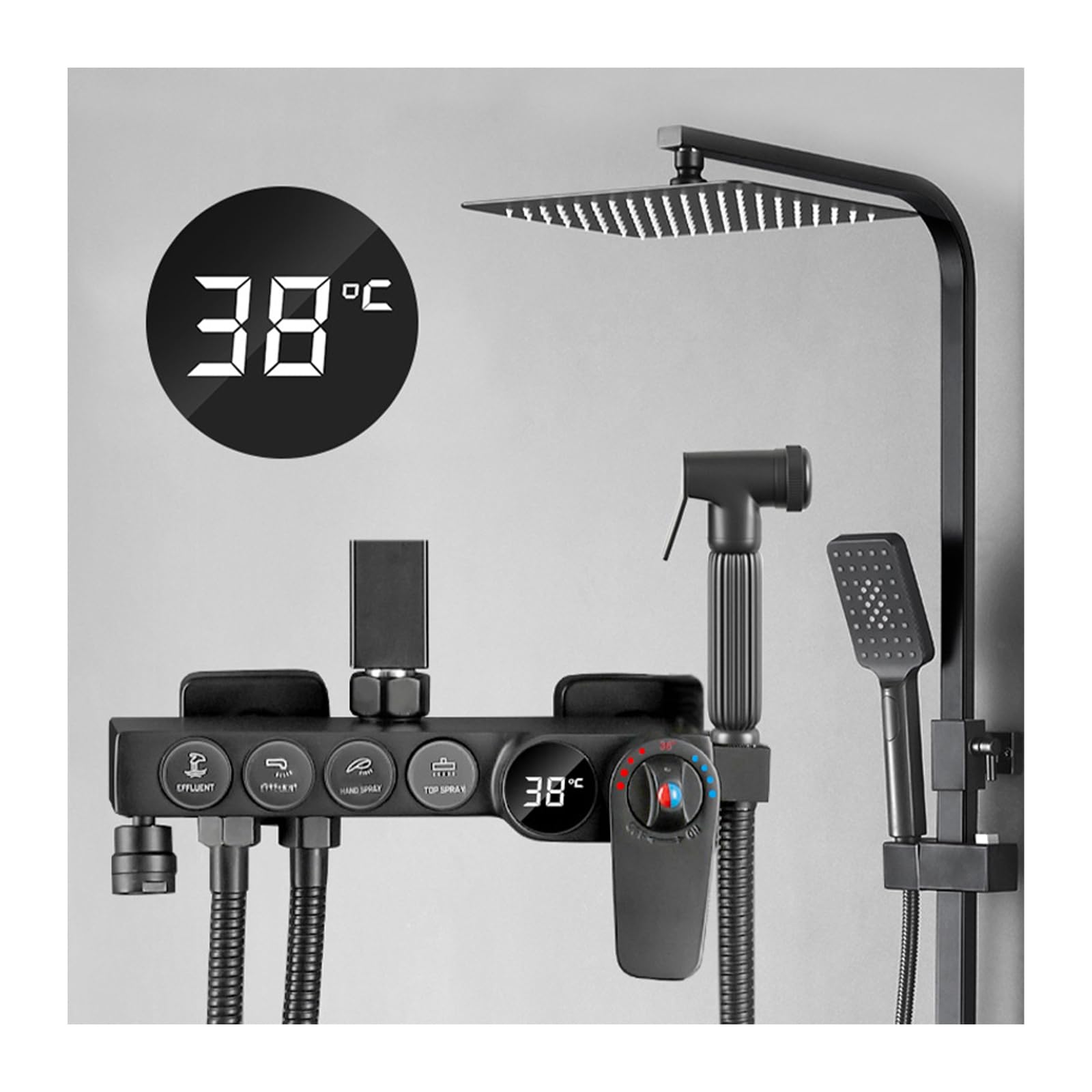 Robinet de bidet et colonne de douche noire haut de gamme thermostatique