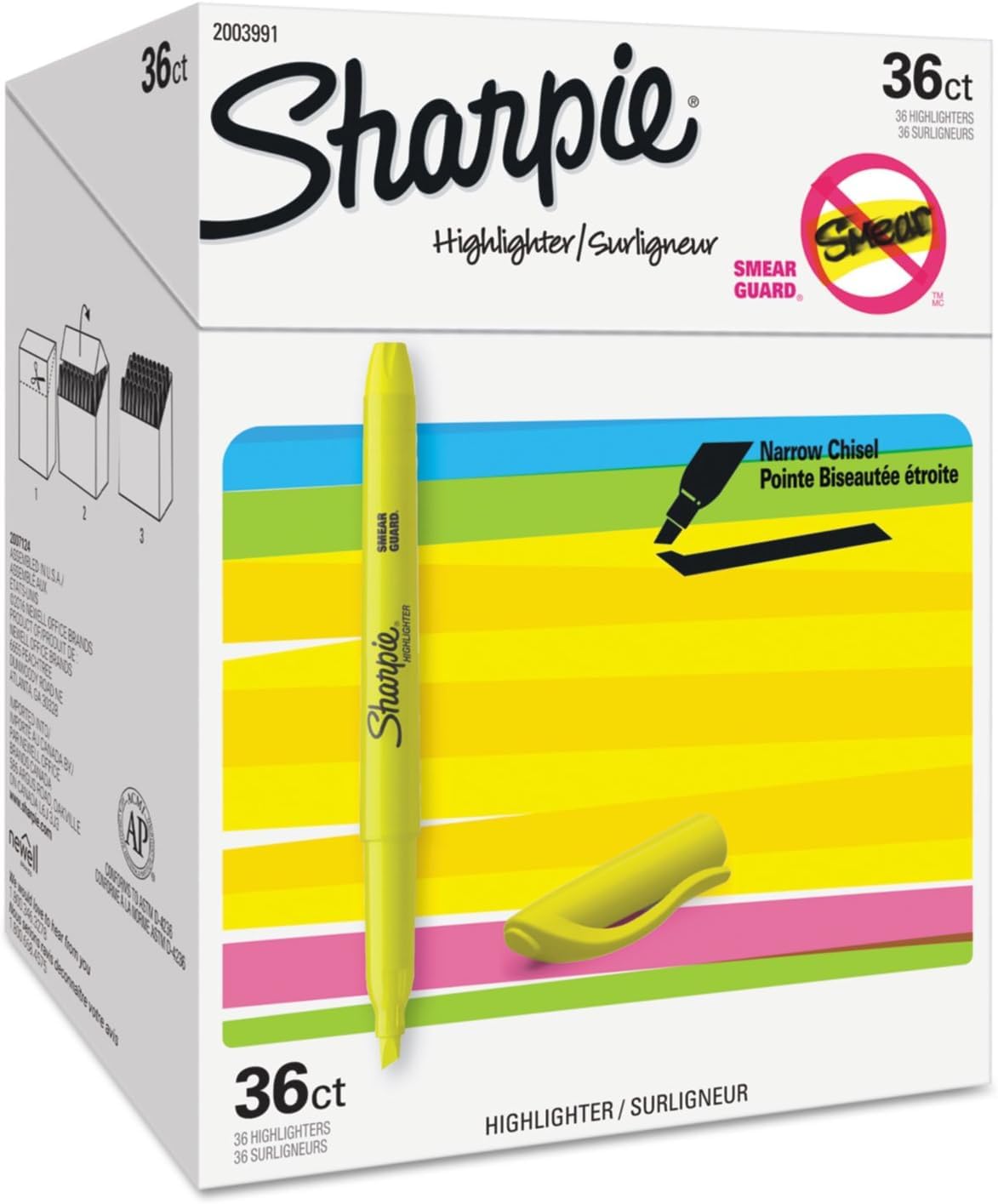 SHARPIE Pocket Highlighters Chisel Tip Fluorescent Yellow 36-Count Set for Office Supplies School Supplies Bible Study and Home Office Essentials (Pack of 6)