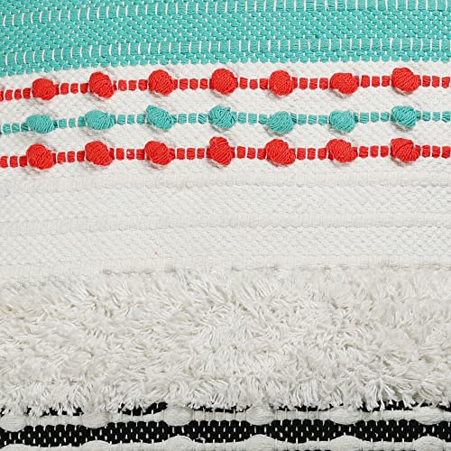 Image of SASHAA WORLD 100% Cotton Decorative Cushion Cover with Zipper | Bedroom & Living Room | 45X45 cm Multicolour