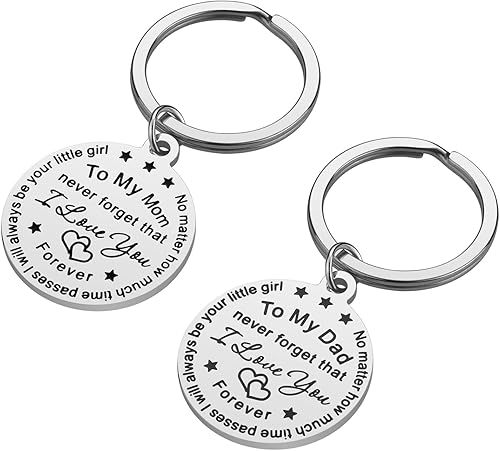 Miniatura 2 de iJuqi Parent Gifts from Daughter for Christmas - 2PCS Mom Dad Keychain Christmas Gifts for Parents Wedding Day