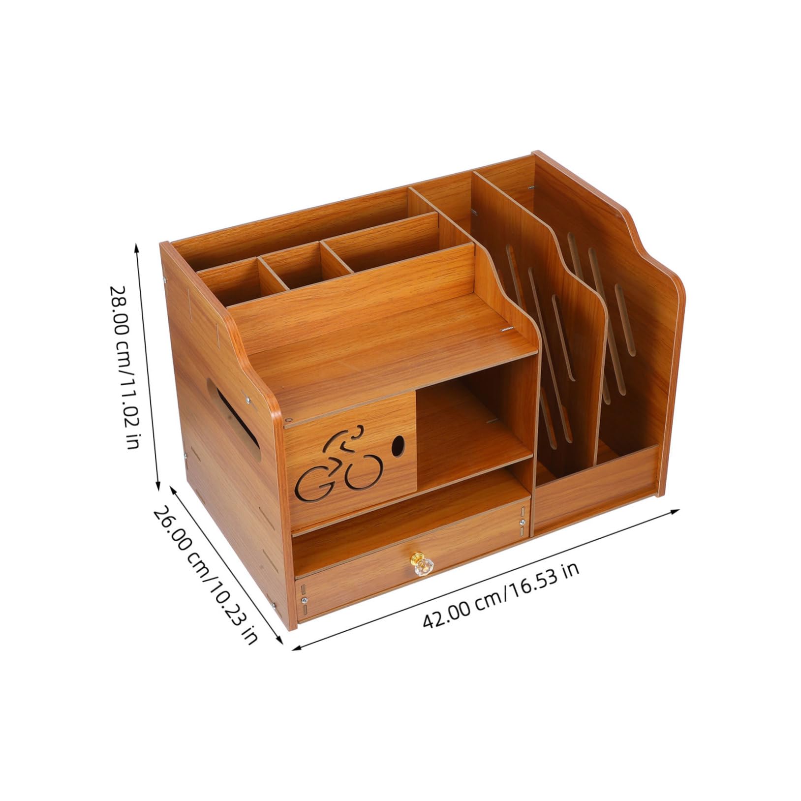 jojofuny Organizzatore da Scrivania in Legno con 2 Cassetti e Scomparti Multilivello, Scaffale Verticale per Ufficio e Casa, Supporto per Documenti e Cancelleria, Facile Organizzazione