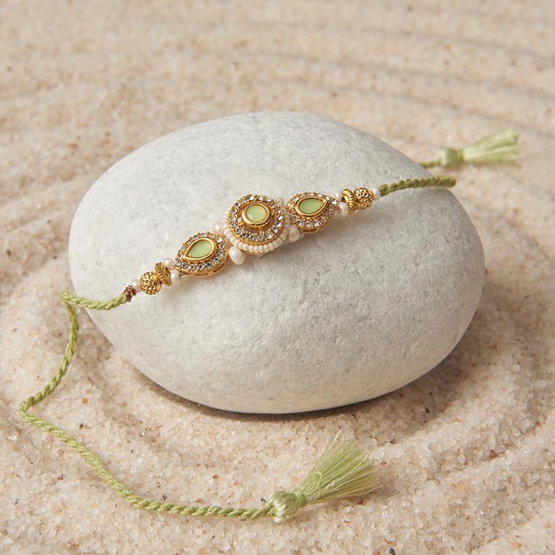 The Gift Studio Green Meenakari Rakhi for Brother | Stylish & Protective Rakhi with Roli & Chawal | Traditional Raksha Bandhan Gift for Bhaiya/Bhai-image-4