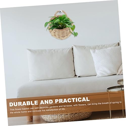 Miniatura 3 de Cesta de flores para colgar en la pared, cesta decorativa para macetero, maceta de pared de ratán, cesta de huevos, cebolla, guardián, colgante de