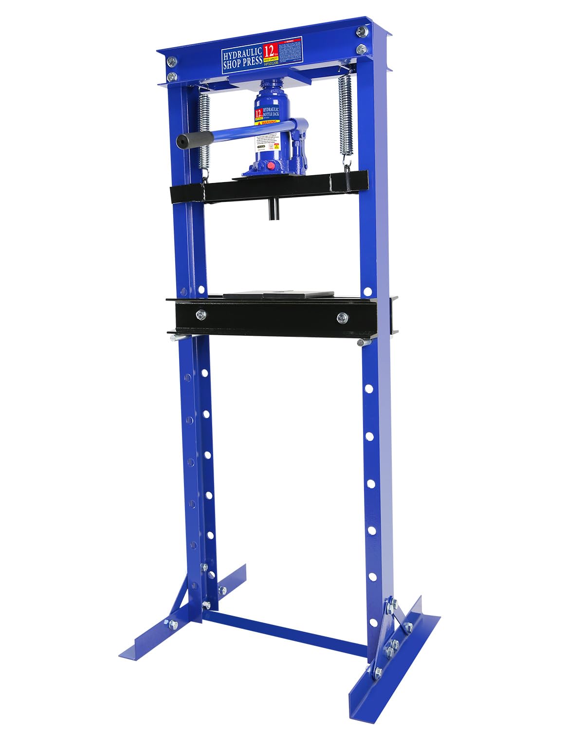 Hydraulic Press, 12 Ton H-Frame Garage Floor Adjustable Shop Press with Stamping Plates to Bend, Straighten, Or Press Parts, Install Bearings &amp; U-Joints