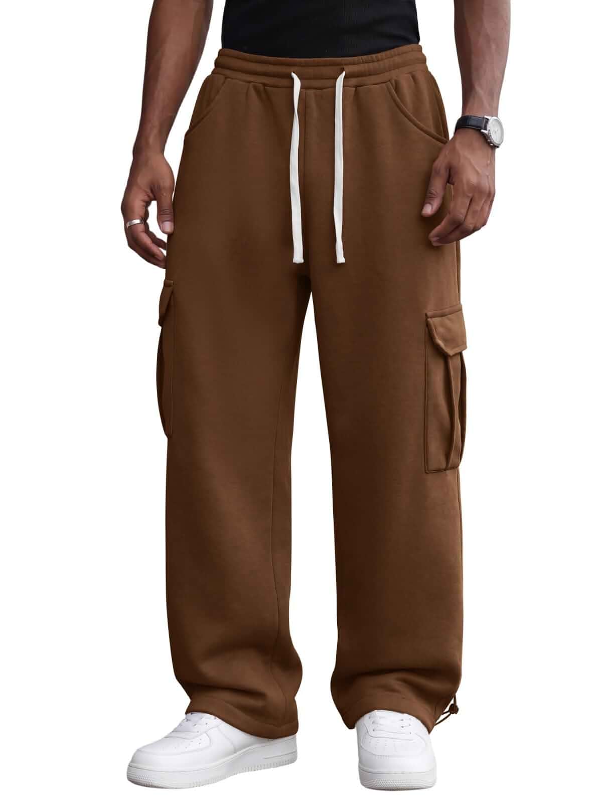Aoysky Mens Wide Leg Baggy Sweatpants High Waist Casual Joggers Pants Drawstring elastic waist, casual lounge pants, fashion streetwear, cargo pants, side pocket