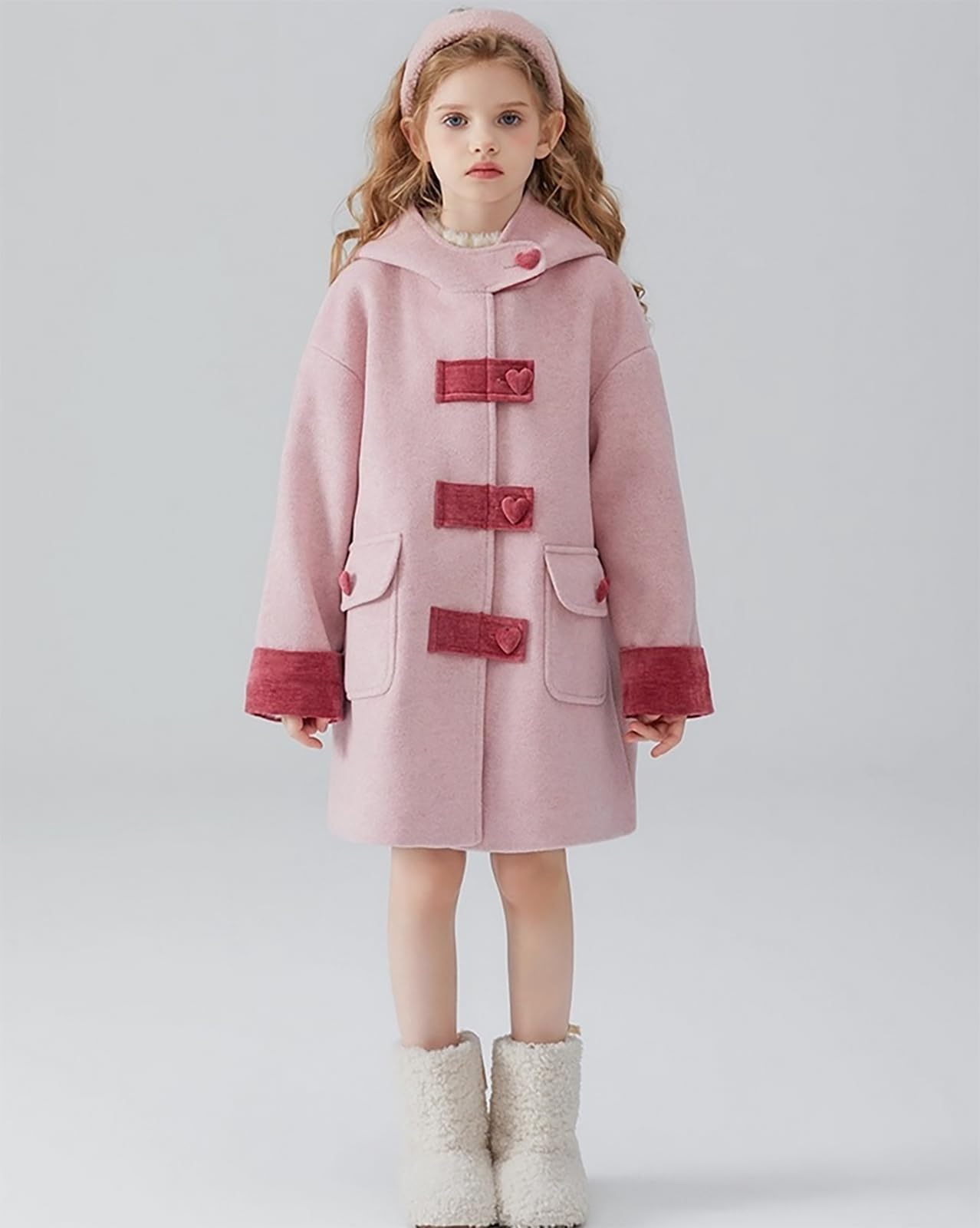 Cappotto per ragazza autunno inverno ispessimento trench-coat clip cotone cappotto con cappuccio