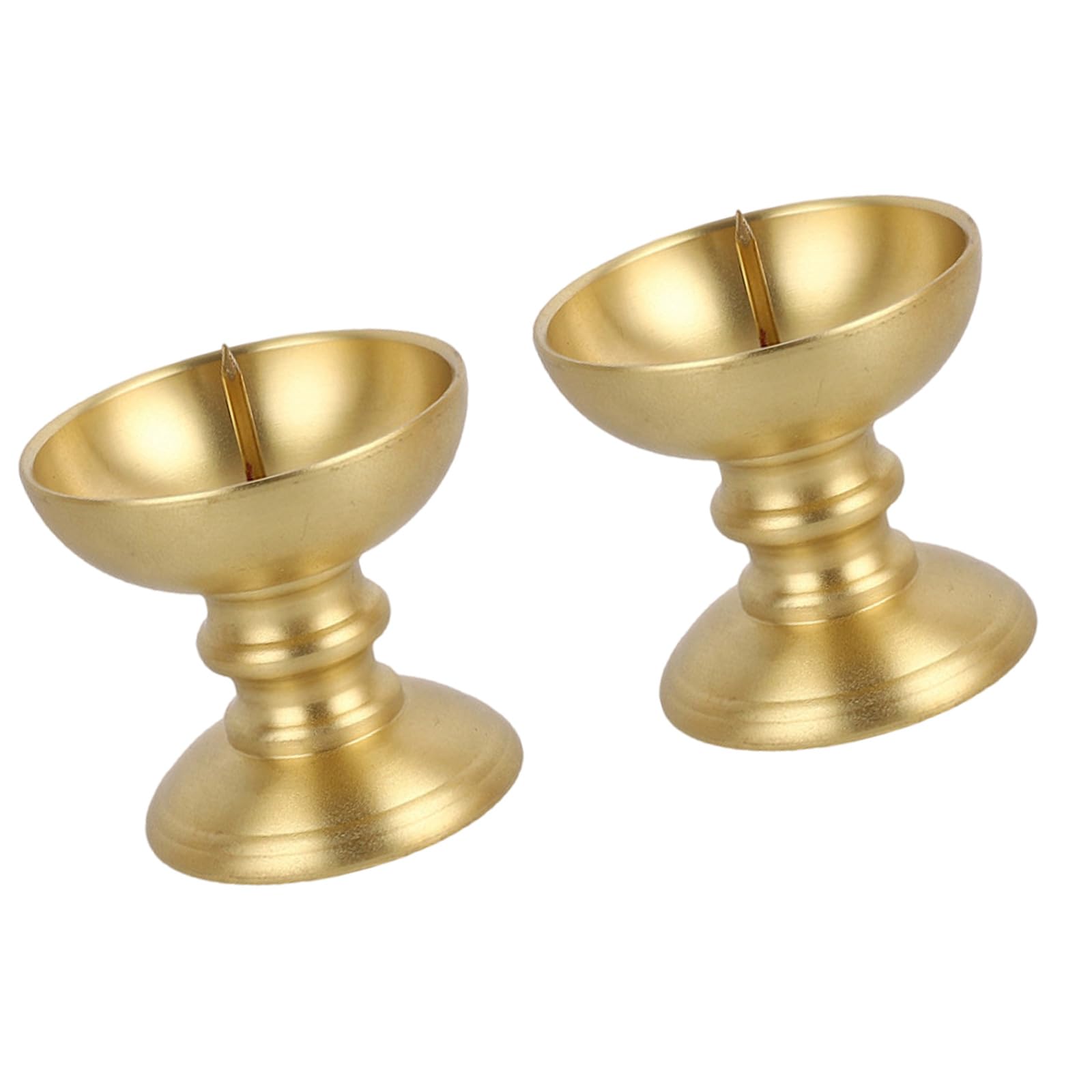 Nucelit 2Pcs Devotional Brass Stand for Buddhist Altars Base Design Candleholder Oil Lamp Religious Decors Temple Brass Holders